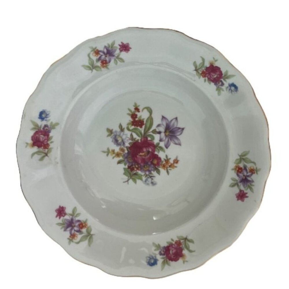 Vintage Soup Bowl Favolina Karolina (Poland) Meissen Flower Pattern FAV7 8" x 1.